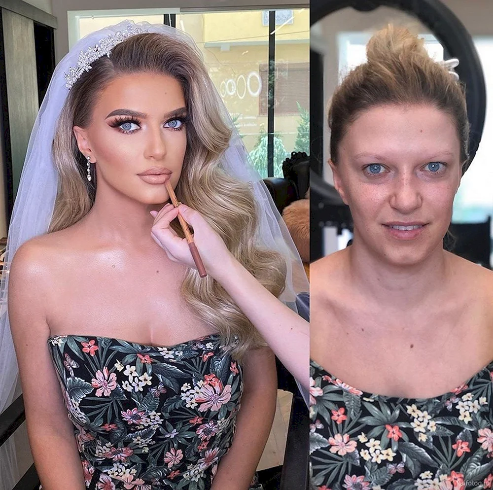 After and before Makeup Bride