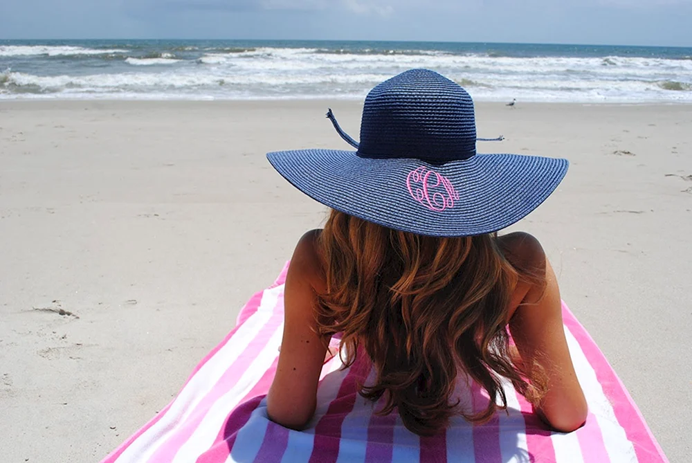 Beach girl a hat
