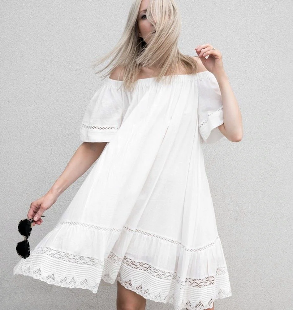 Белое платье бохо