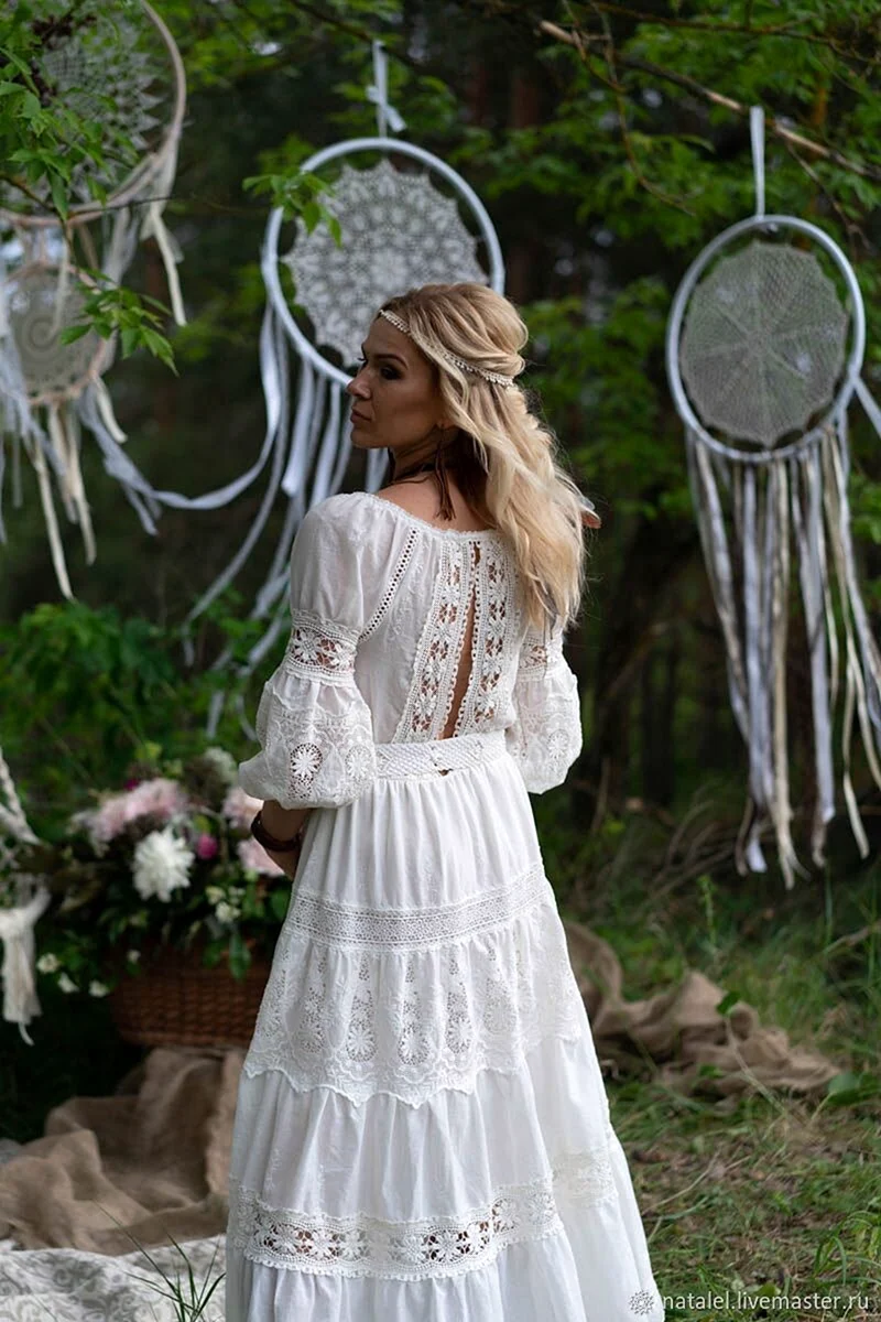 Белое платье бохо Шик