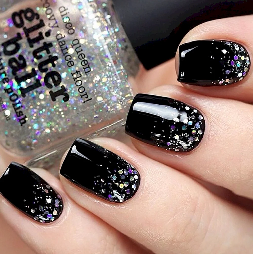 Black glitter Nails