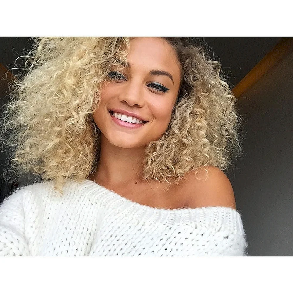 Blonde curly White Top
