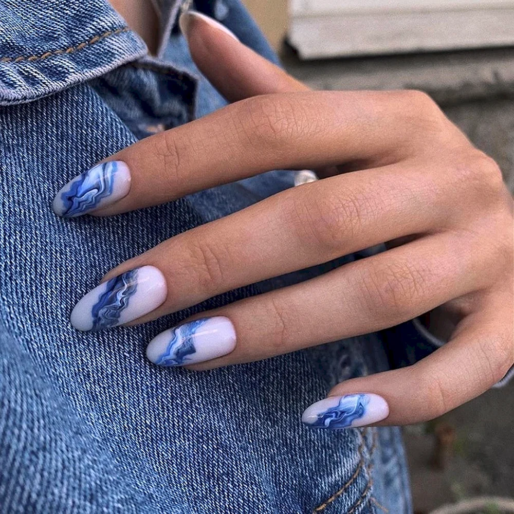 Blue Marble Manicure