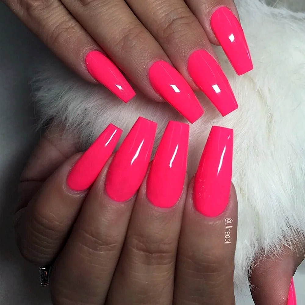 Bright Pink long Nails