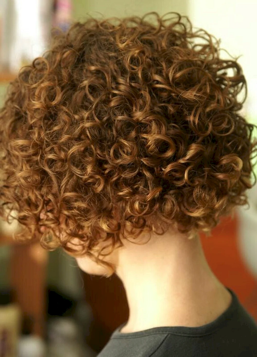 Brown curly short hair