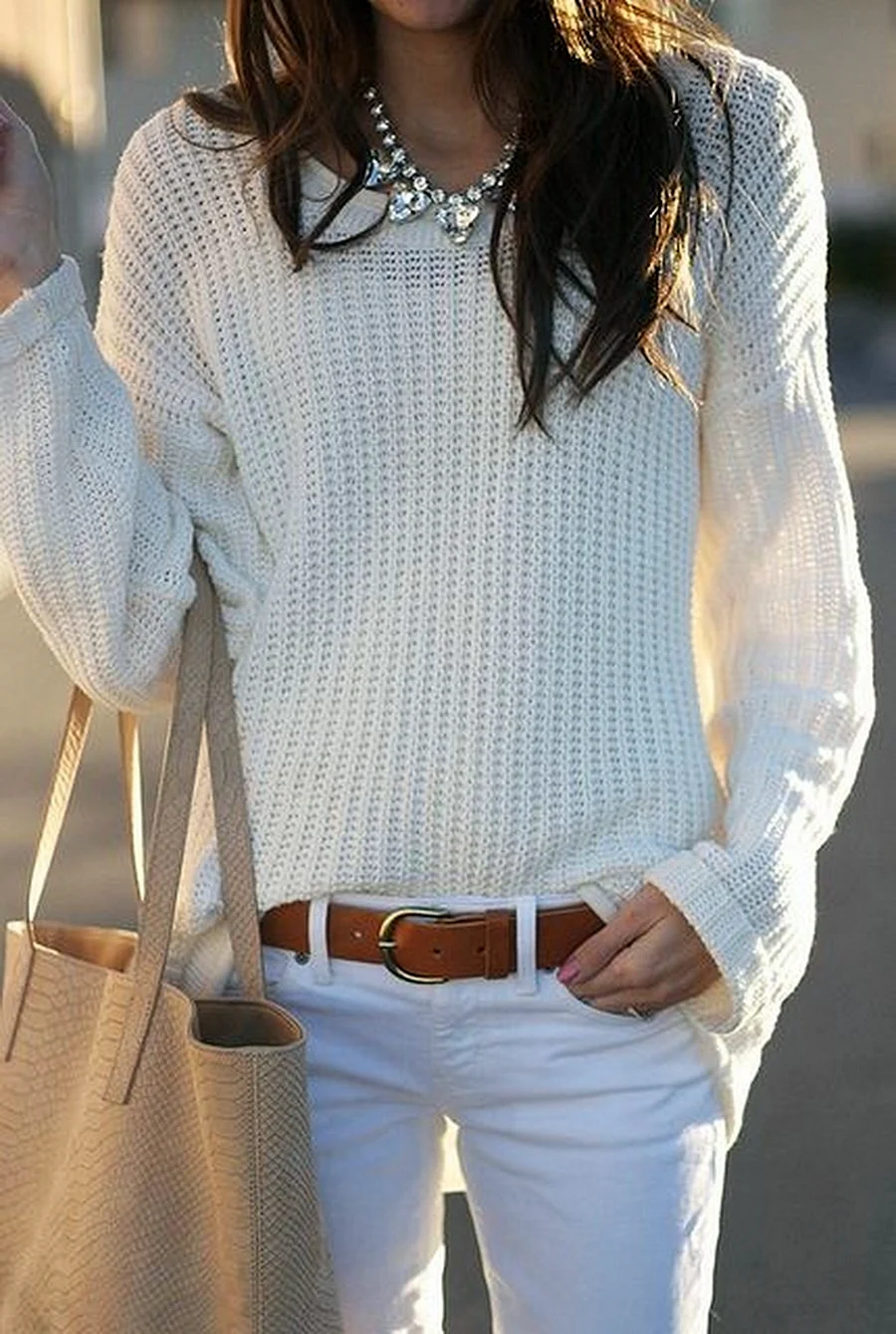 Brown White Sweater