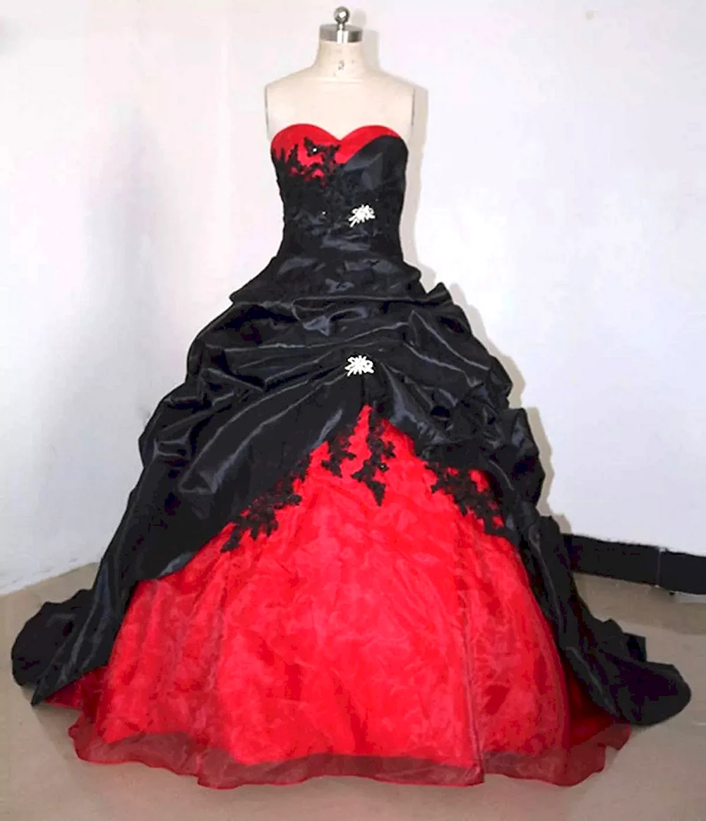 Черно красное свадебное платье