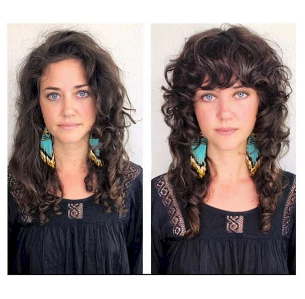 Curly hair before after