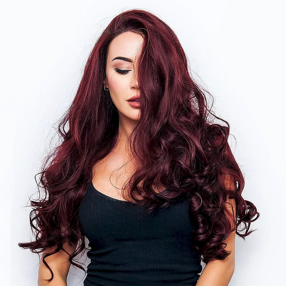 Curly Red Wine hair Wig