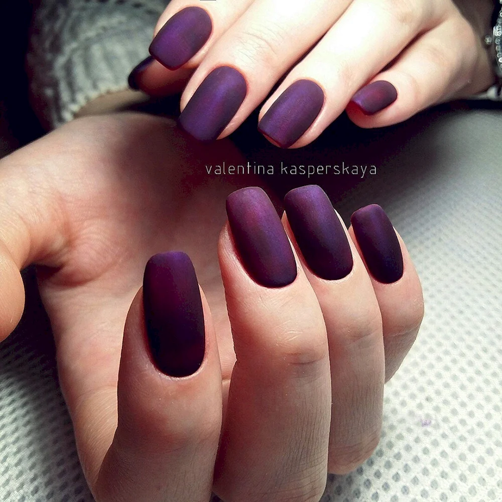 Dark Purple short Matte Nails