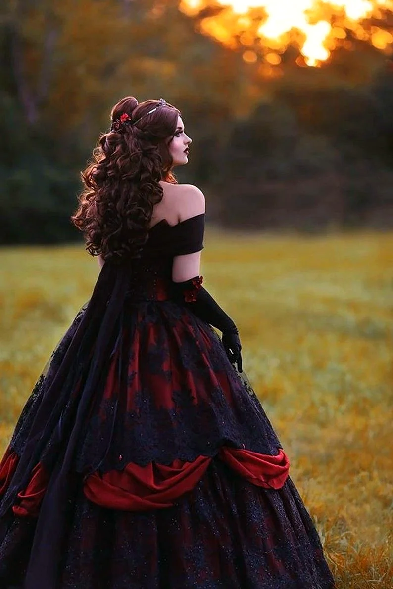 Девушка в черном пышном платье