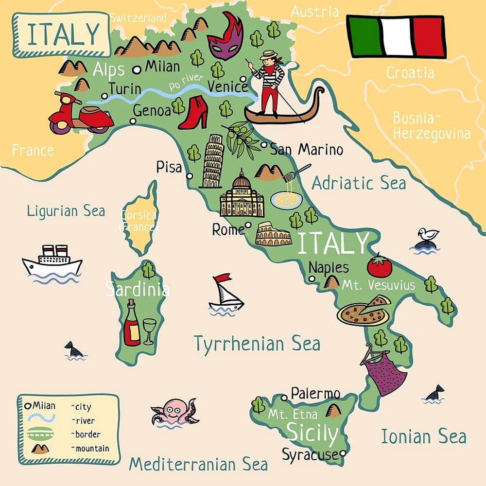 Достопримечательности Италии на карте