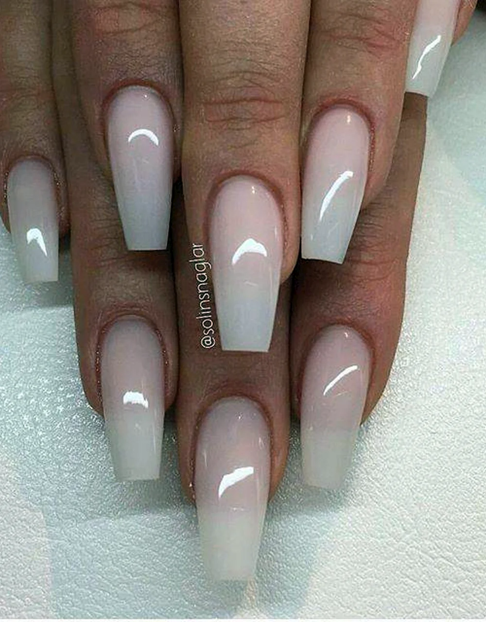 Extra long White Frosted Nails