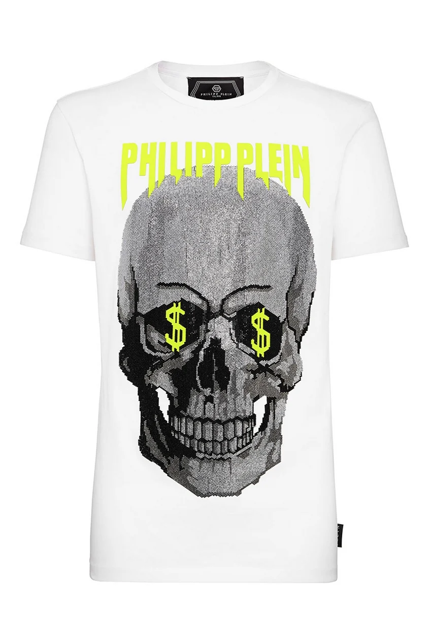 Филипп Плейн футболка белая с черепом