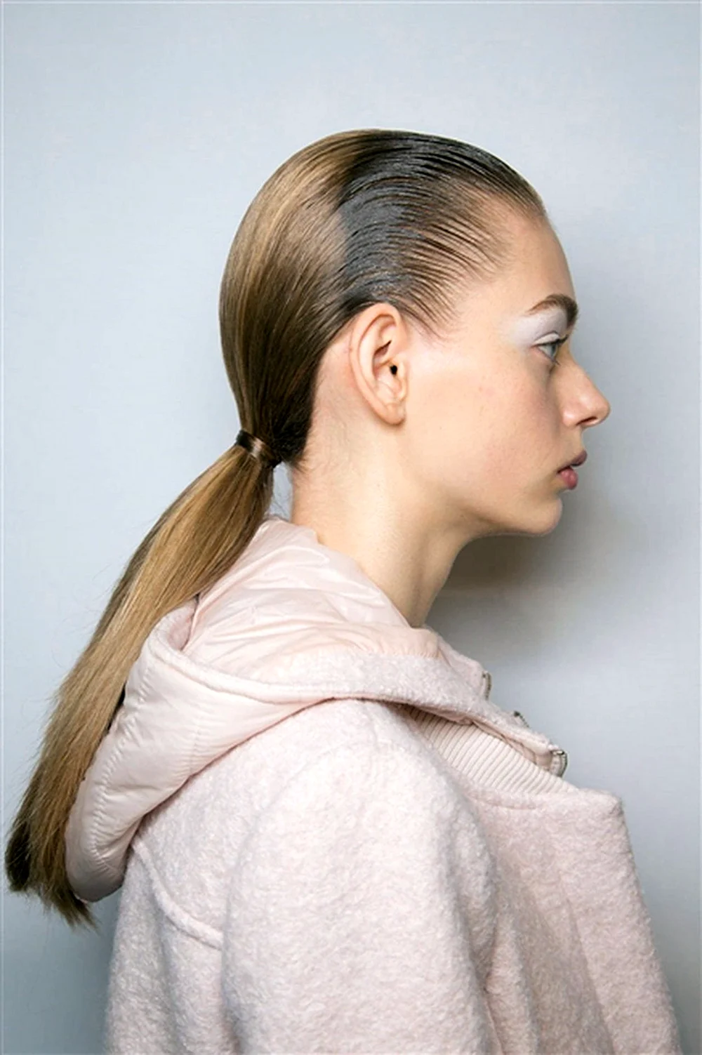 Grey hair ponytail