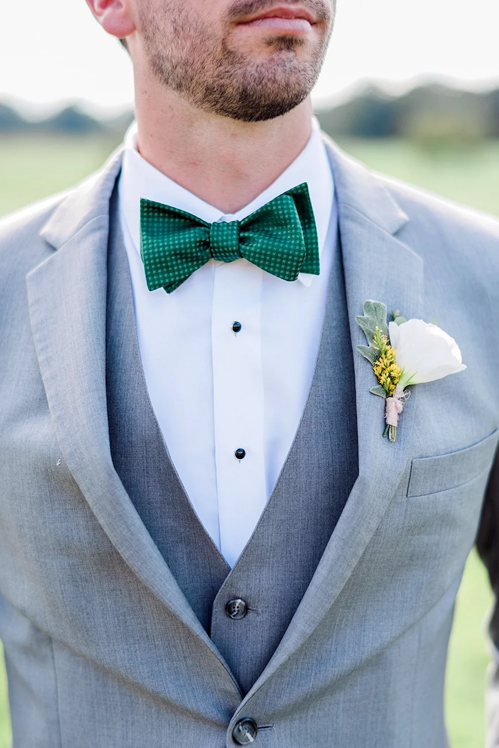 Grey Suit Green Tie men