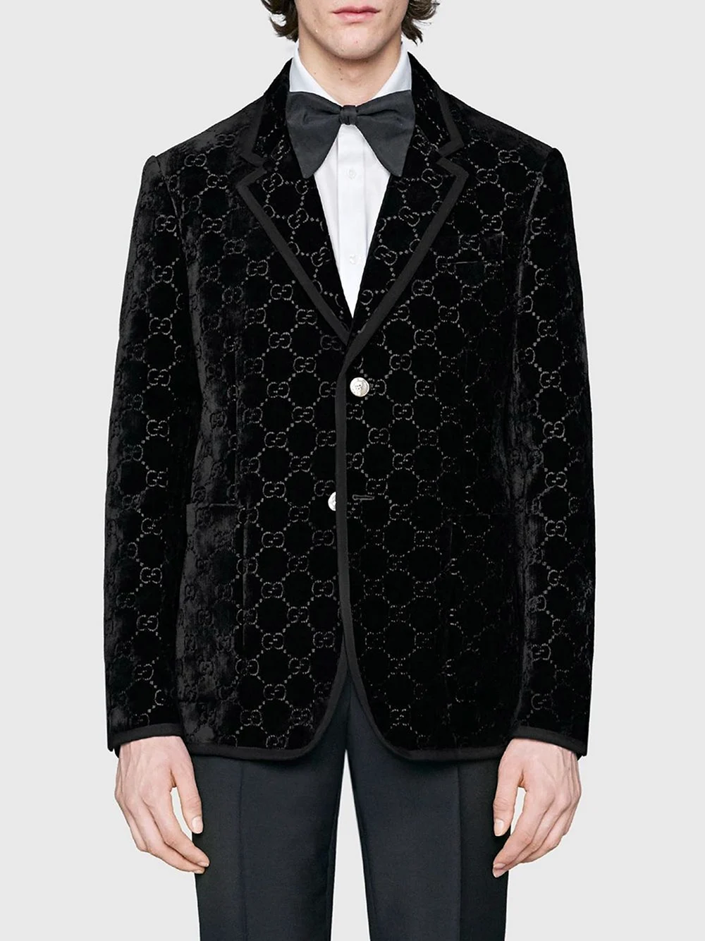 Gucci бархатный пиджак Palma с узором gg
