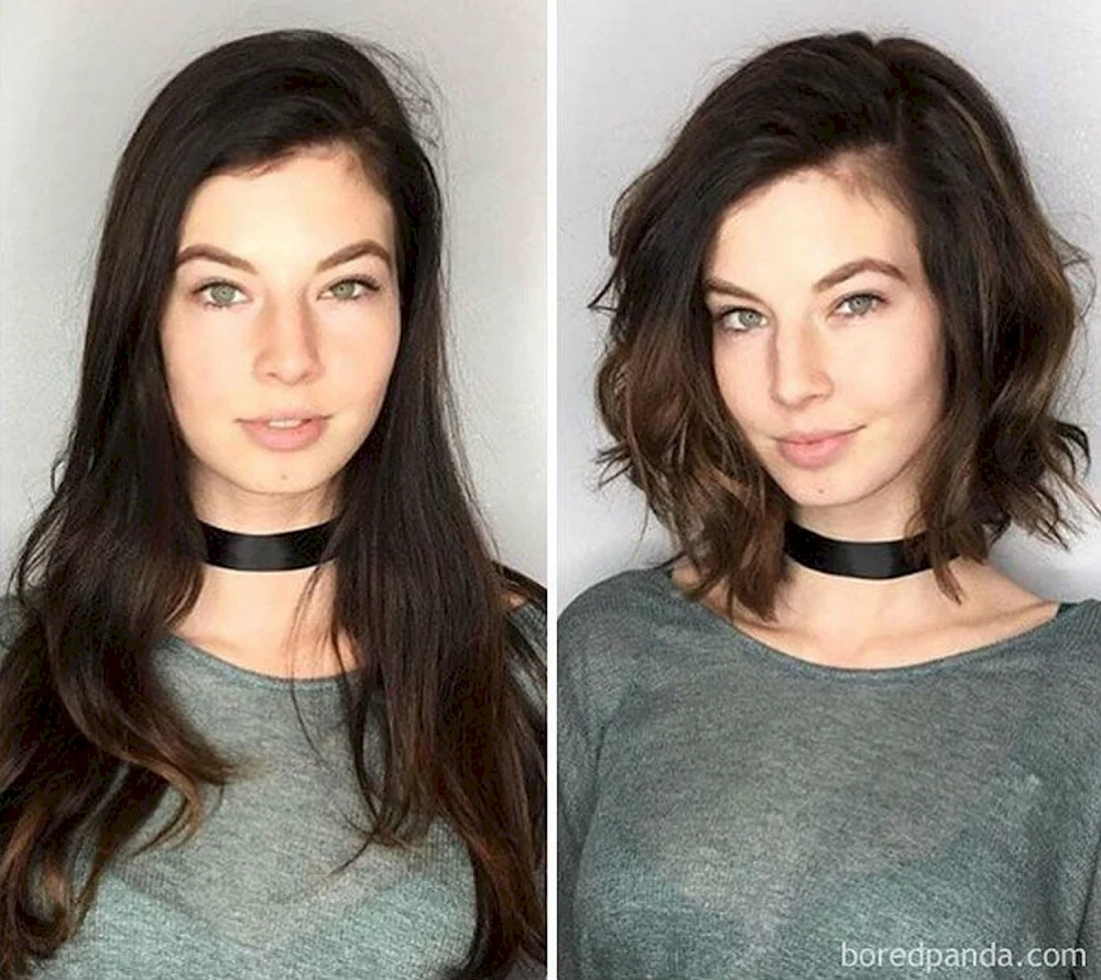 Haircut before after women