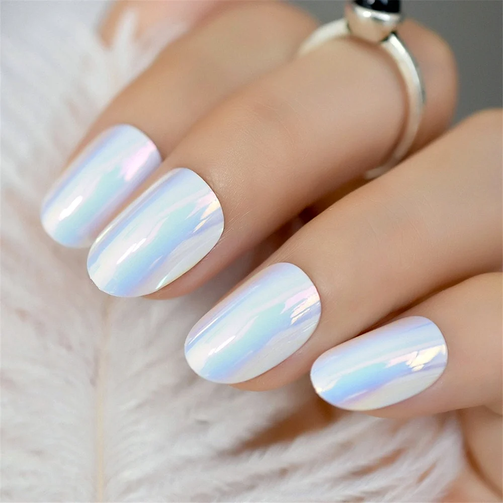 Holographic Blue Nails
