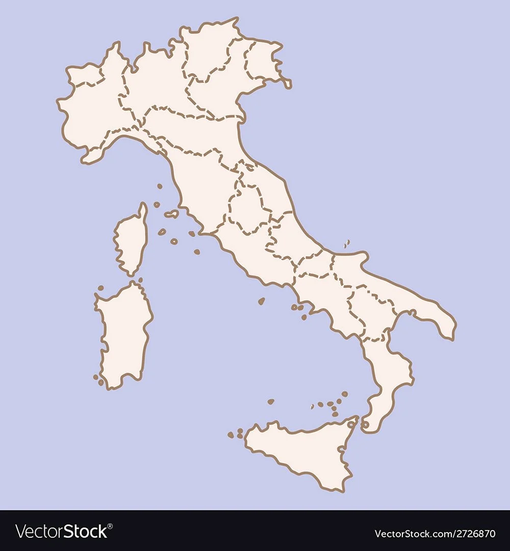 Контурная карта Италии с регионами