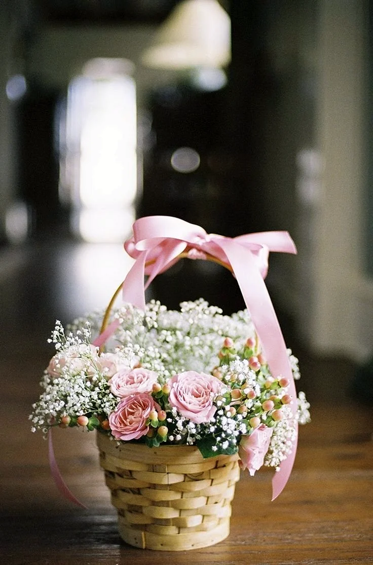 Корзинка с цветами на свадьбу