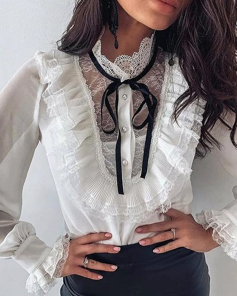 Lace High Collar Blouse
