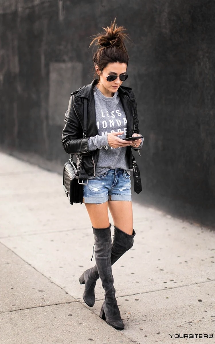 Leather shorts Boots
