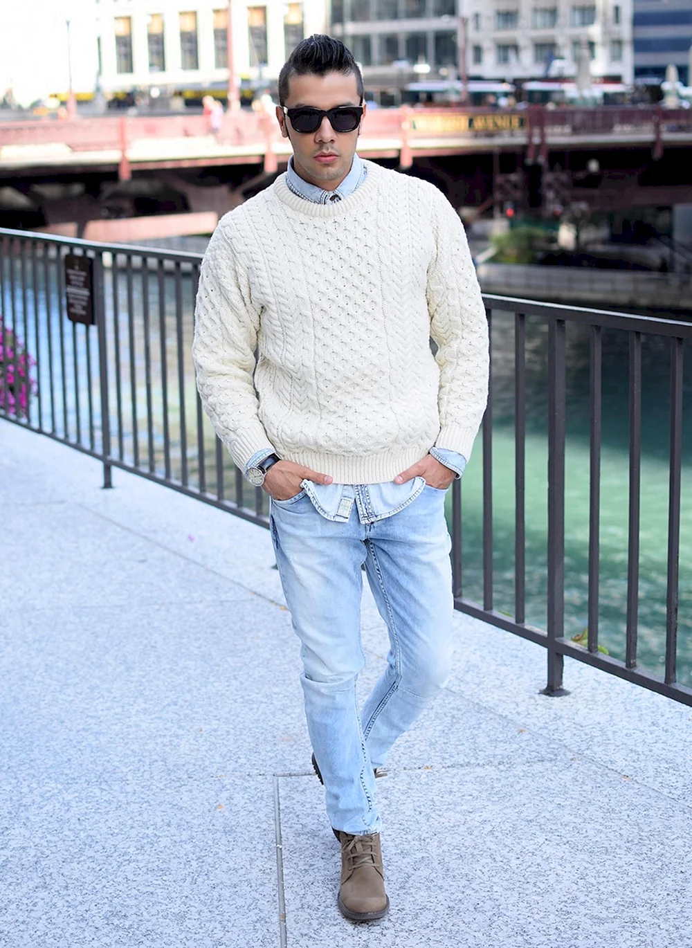 Light Blue Sweater Style men