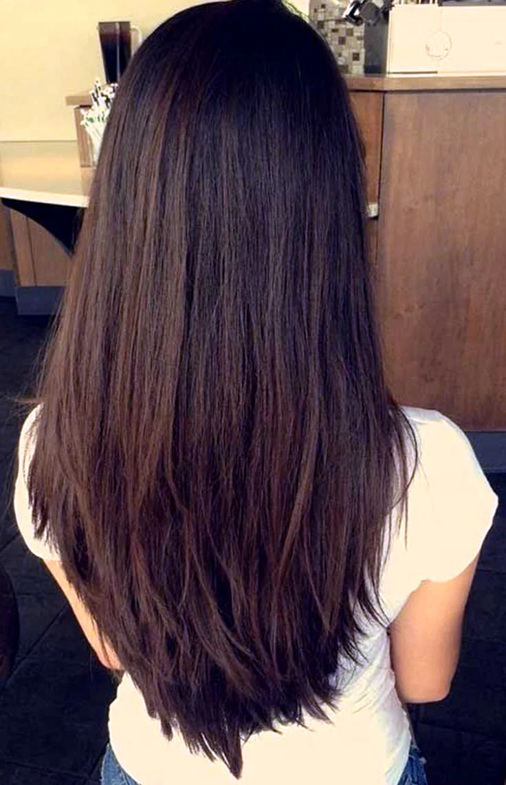 Long straight Dark Brown hair