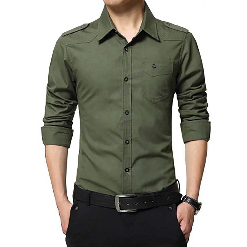 Mens long Sleeve Green Shirt