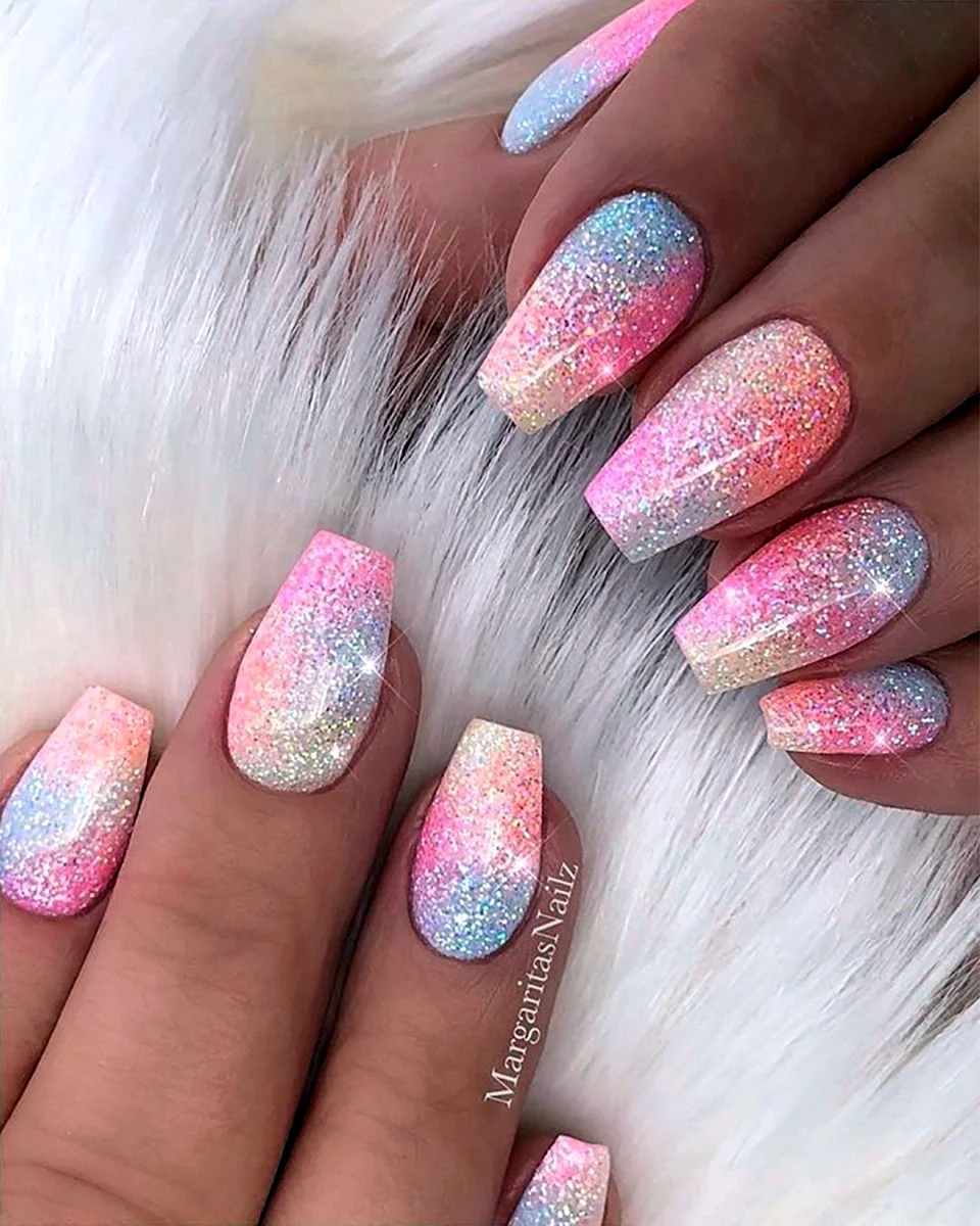 Nail Art Pink glitter