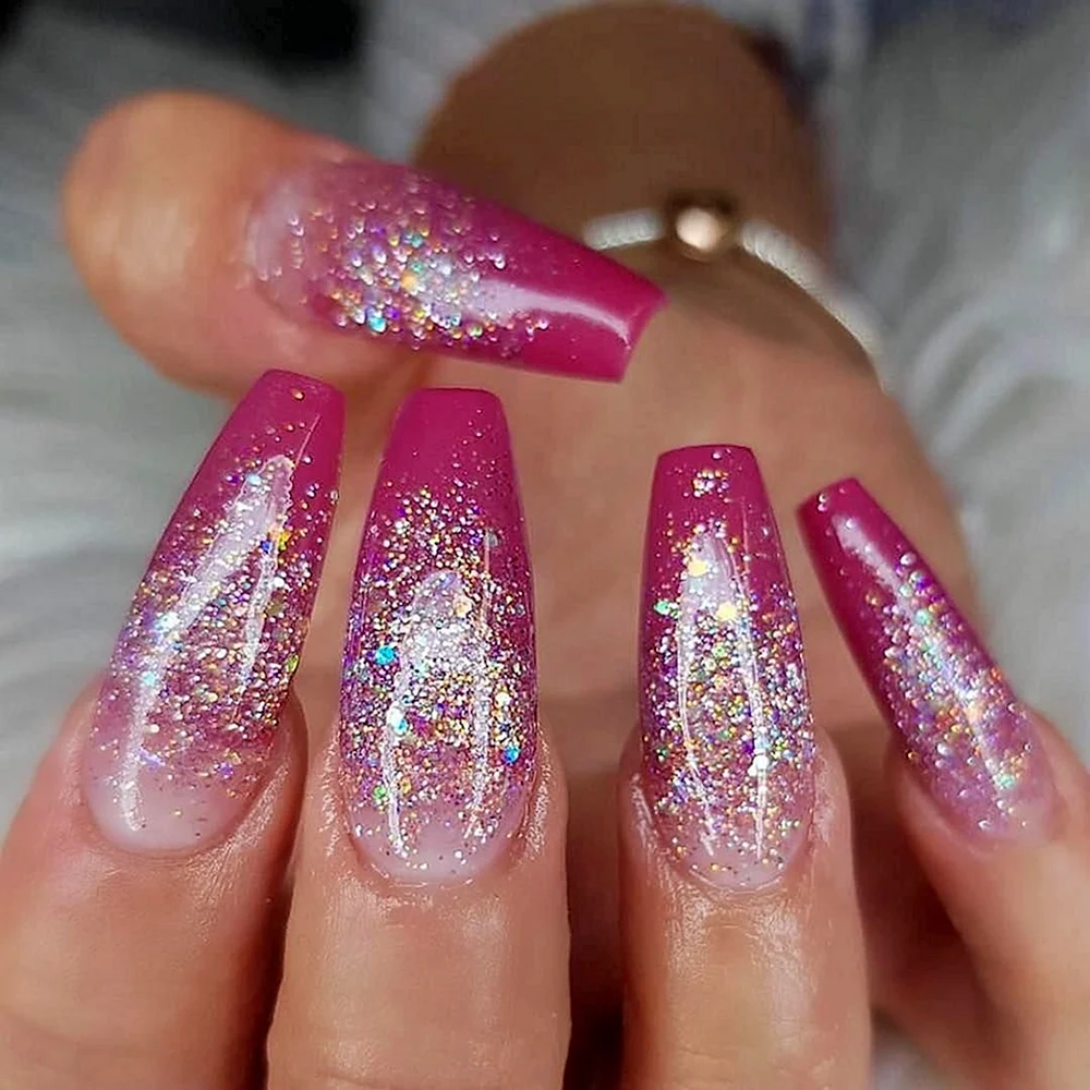 Nails glitter Pink Set