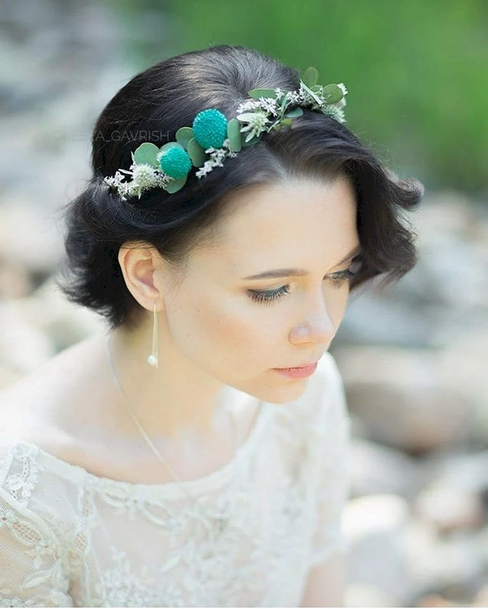 Необычные украшения на голову невесты бирюзового цвета
