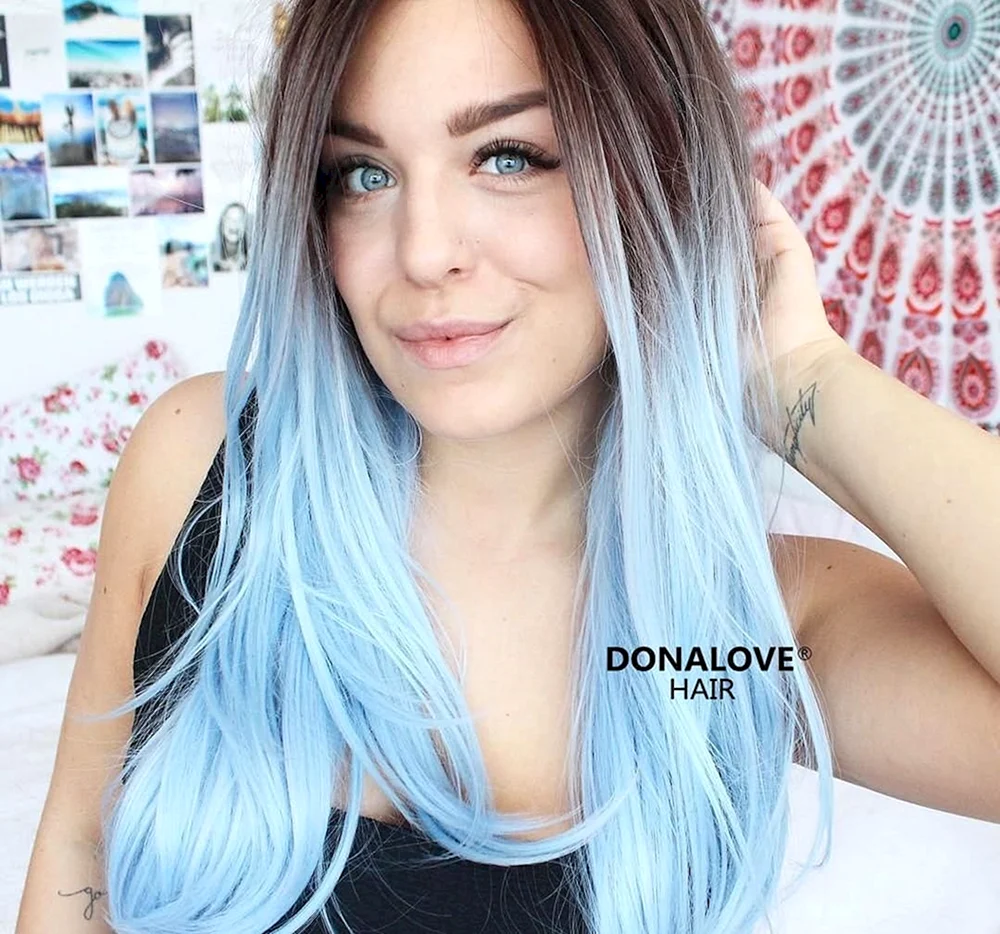Ombre Blue Lace Front Wig
