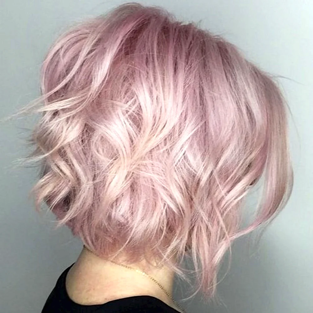 Pink Bob Wavy hair