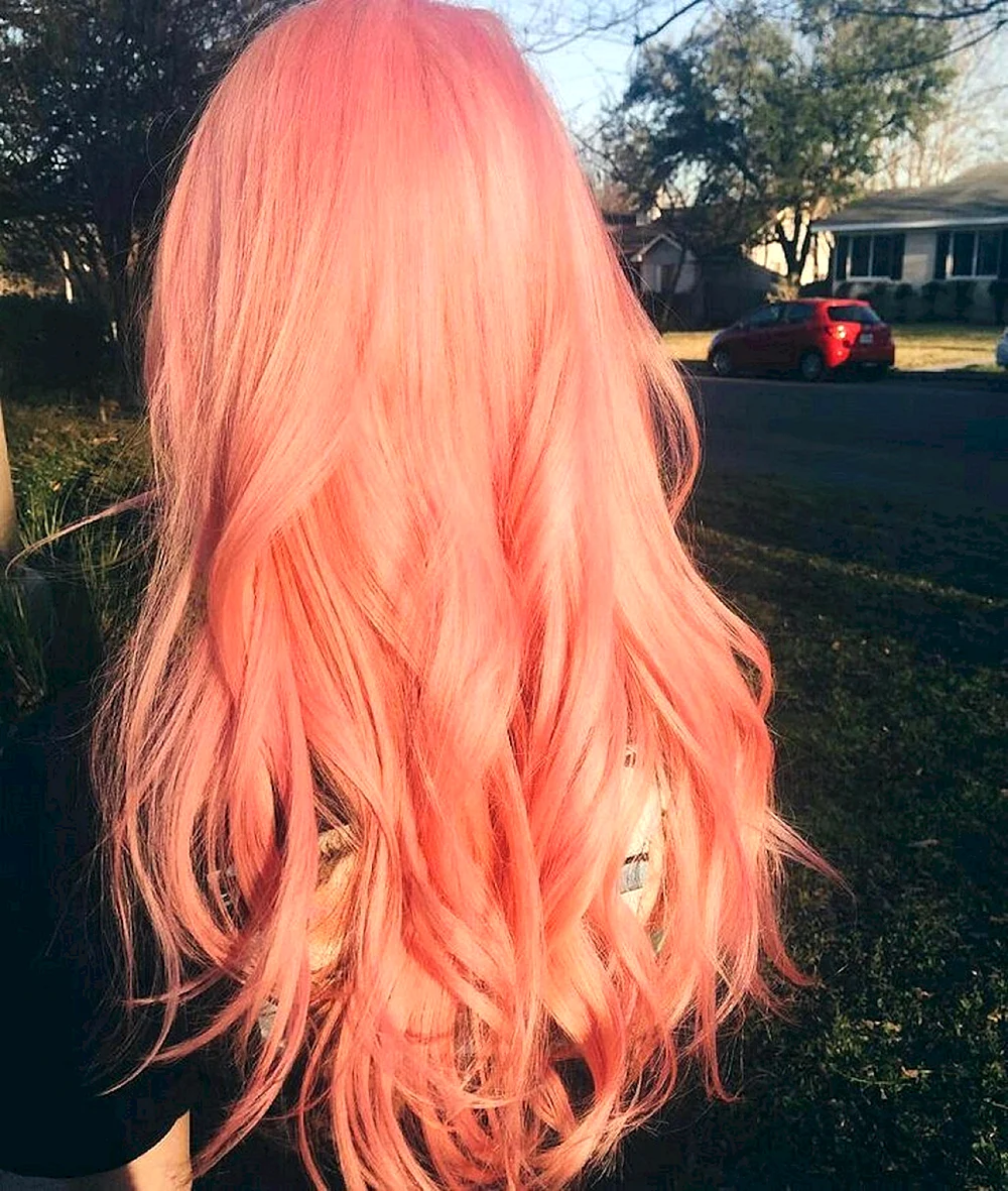 Pink hair straight long Wig