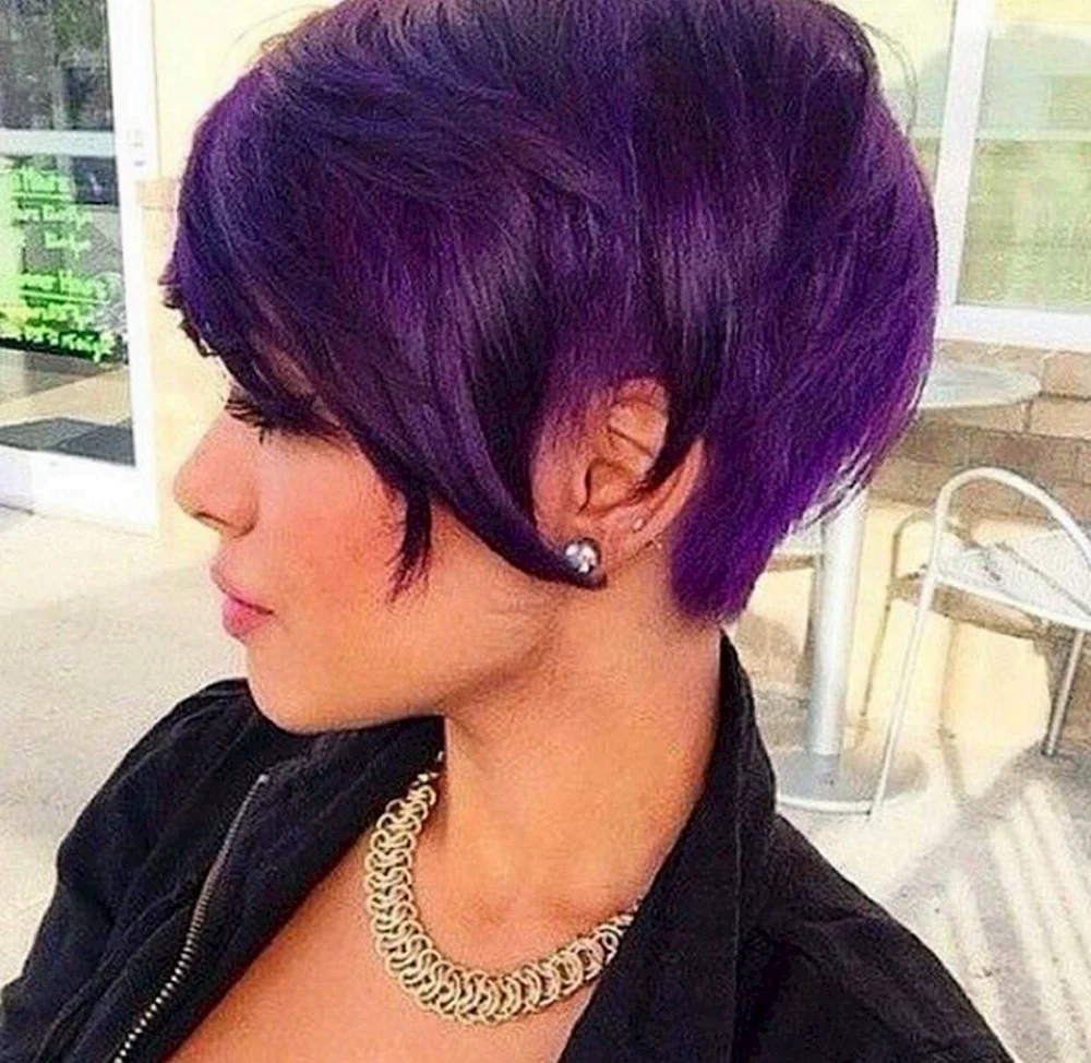 Pixie Cut with Purple hair