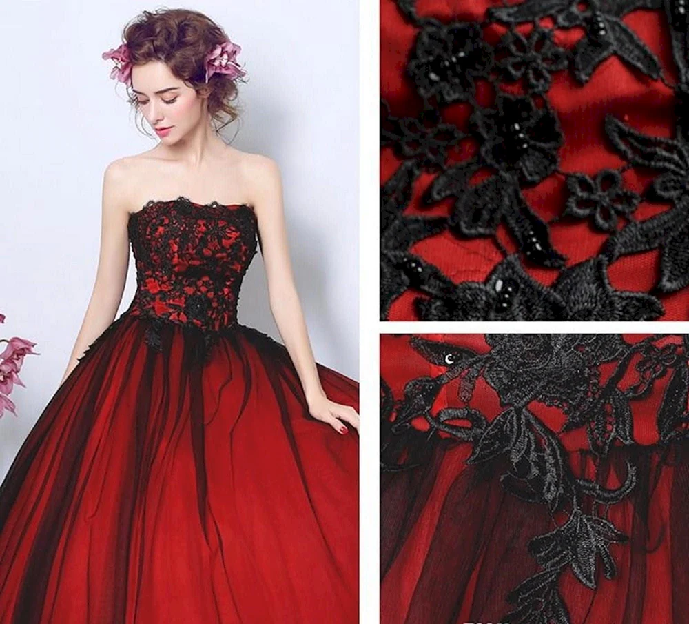 Платье на выпускной чёрное с красным
