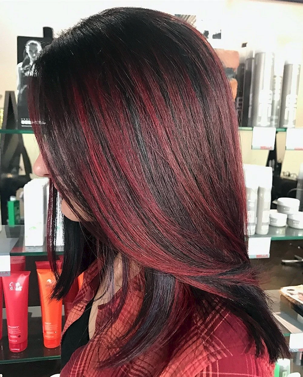 Red hair with Black Highlights