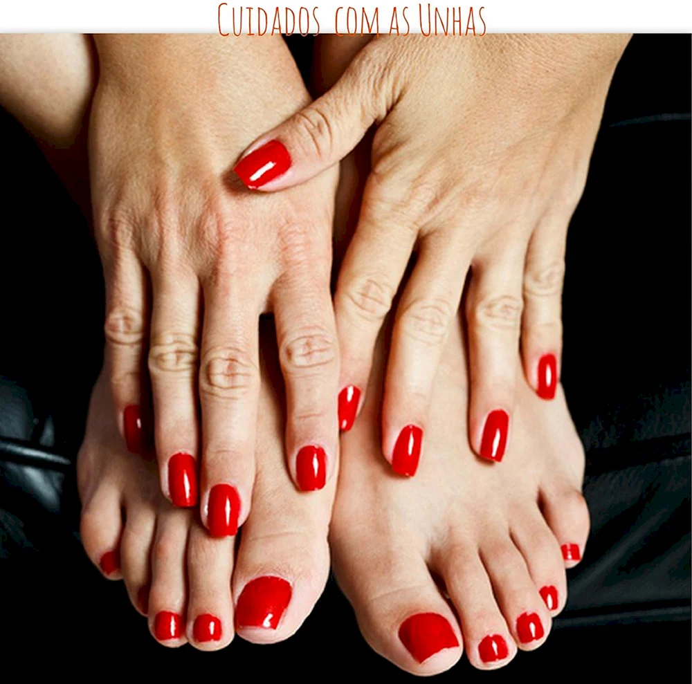 Red Manicure and Pedicure