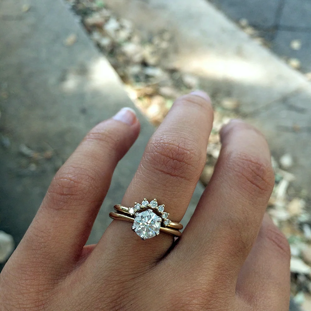Round Cut Silver Engagement Ring