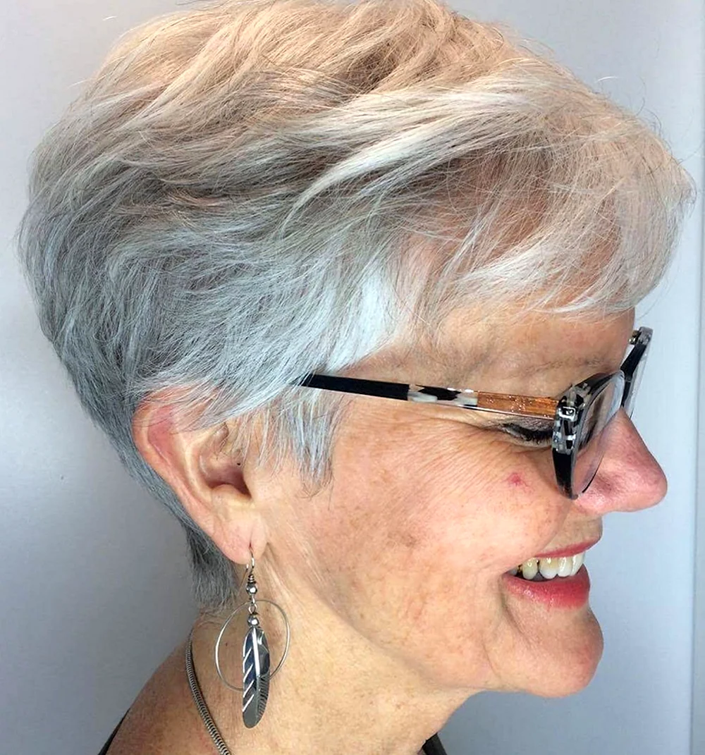Short and choppy Gray hair for women over 50