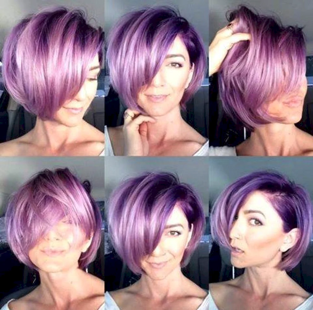 Short hair Purple Light brownhair Color Korea Style