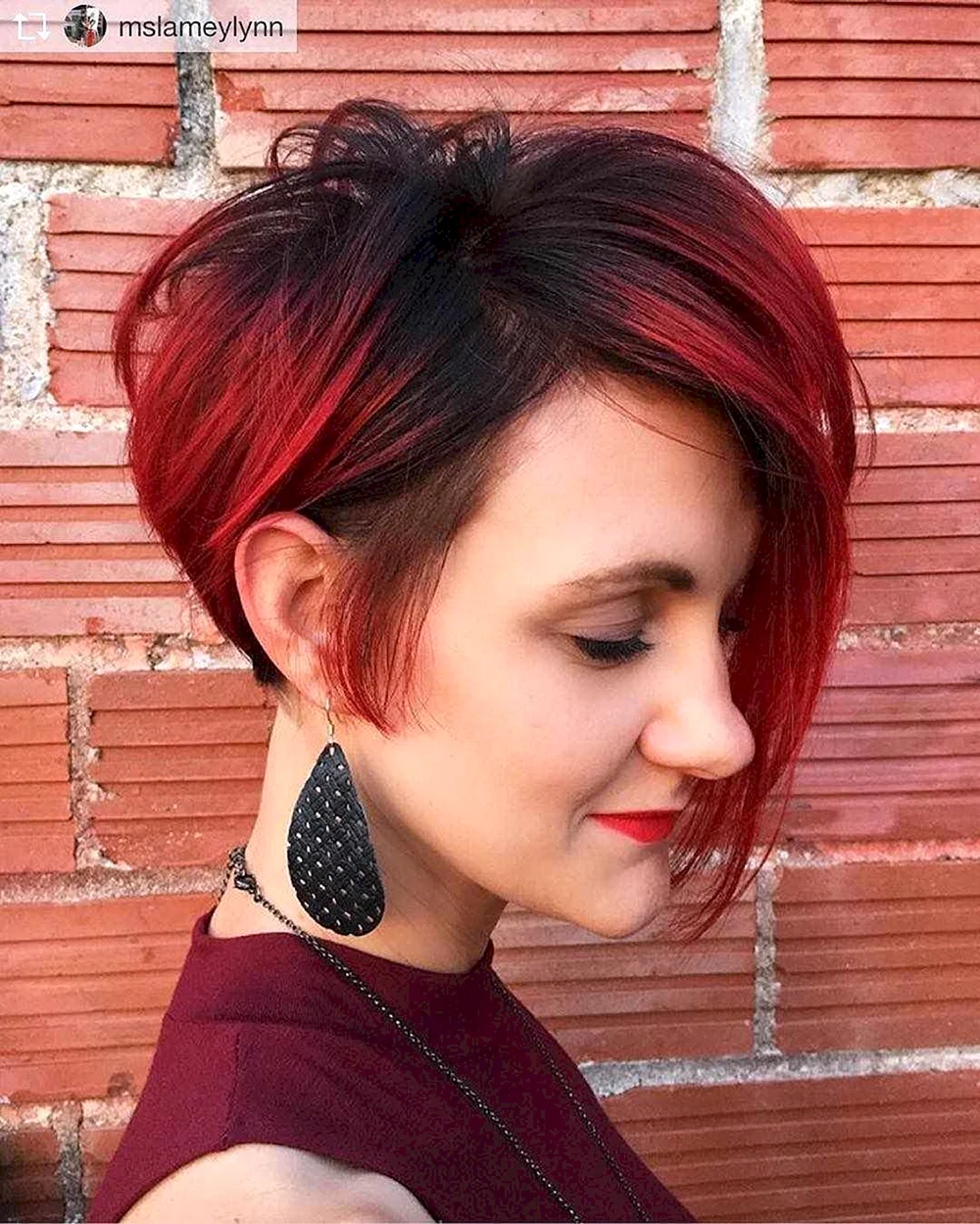 Short hair with Red and White