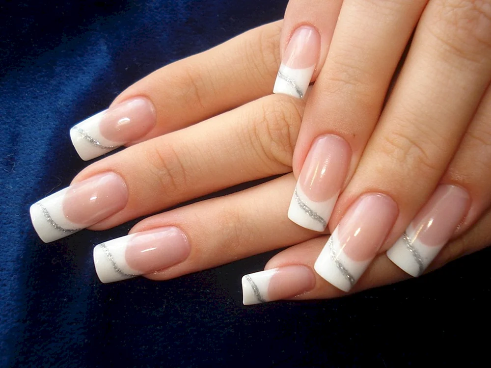 Square French Manicure Jewel