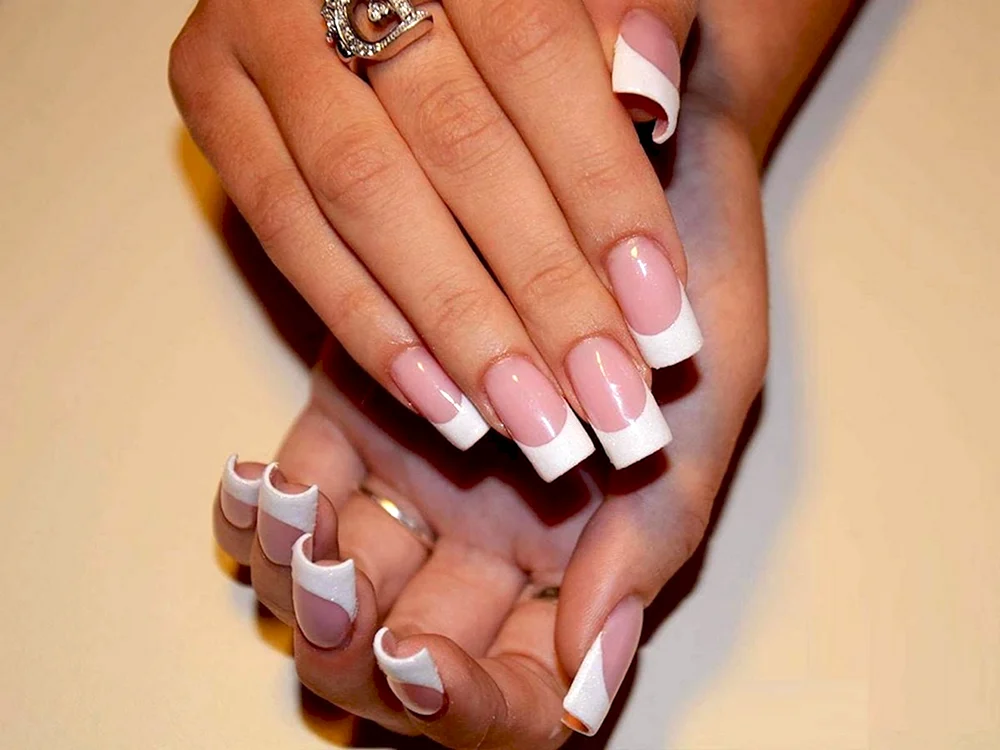 Square French Manicure Jewel