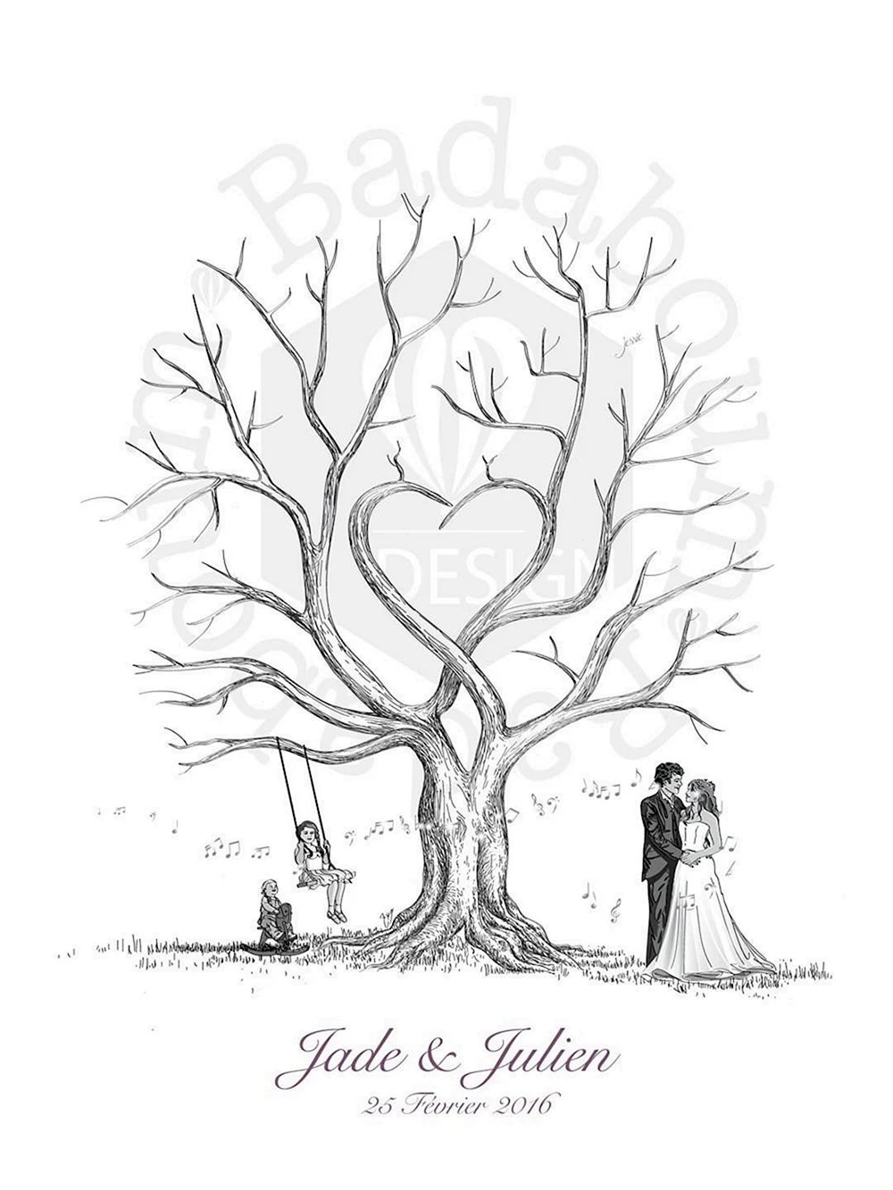 Свадебное дерево с отпечатками