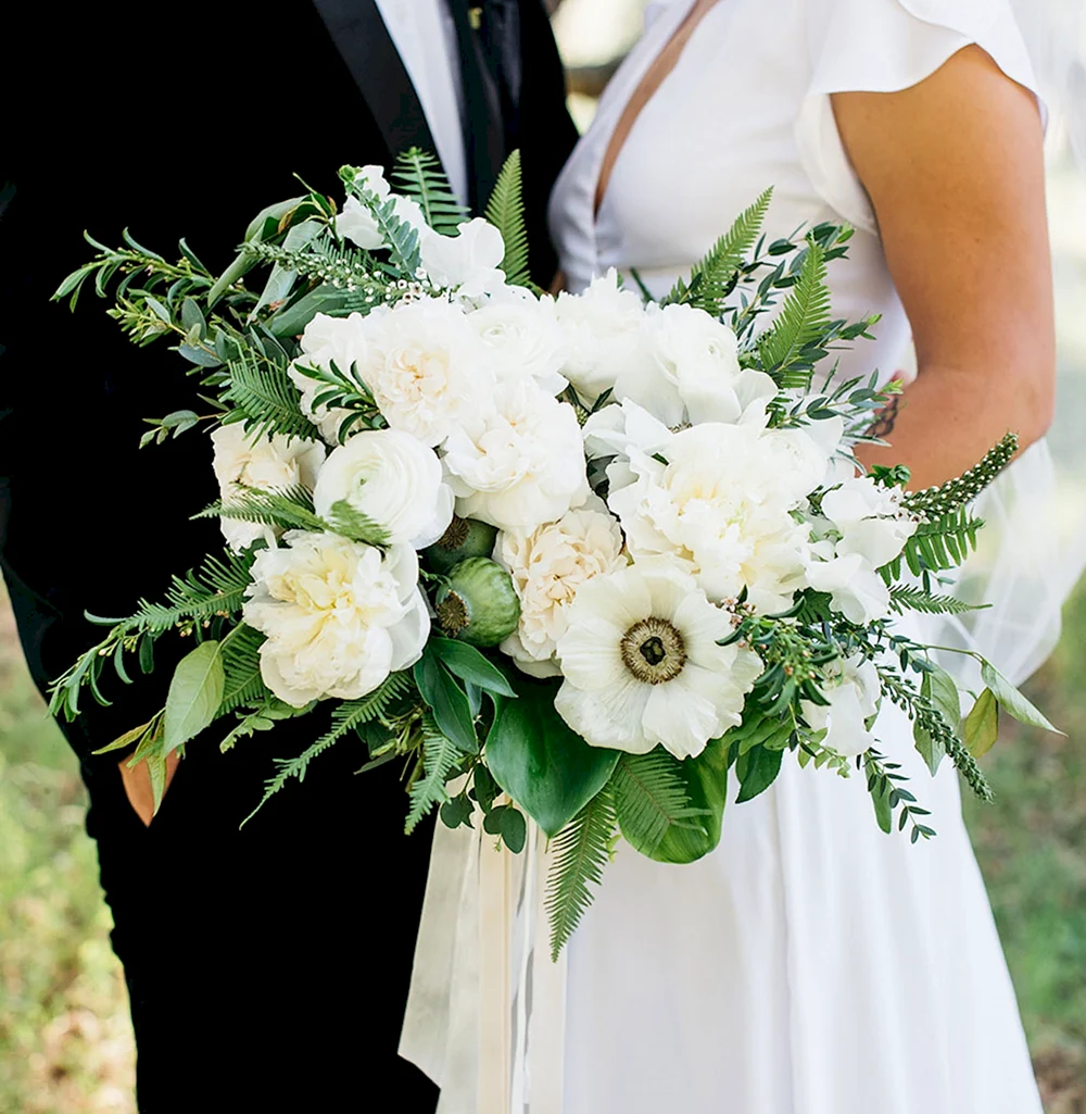 Свадебные букеты в белом стиле