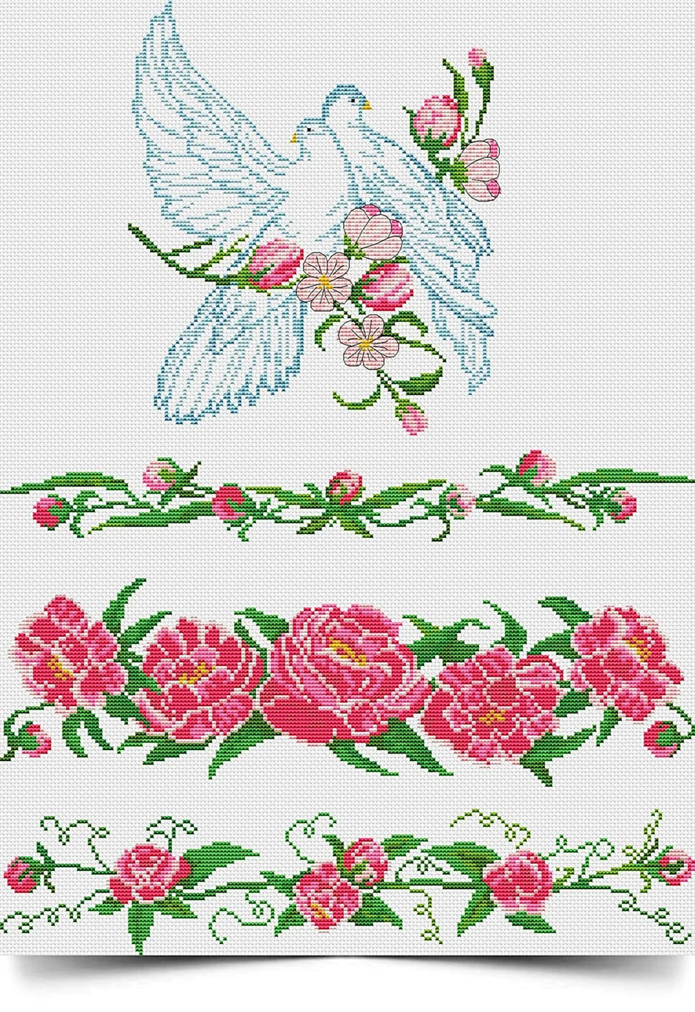 Вышивка крестом рушники Свадебные голуби