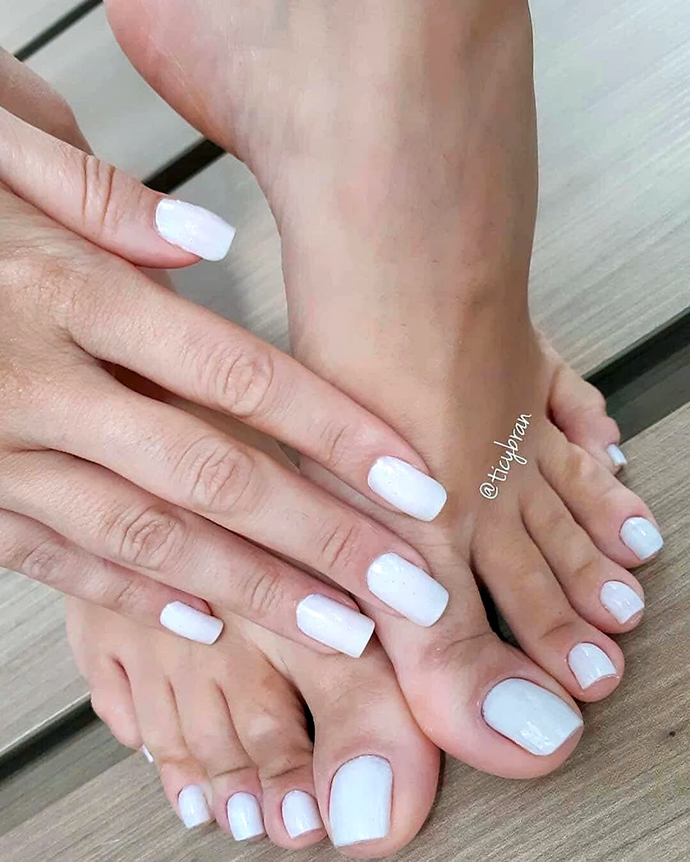White Nail Polish feet